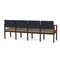 Lesro Lenox Wood 4 Seat Tandem Seating Wood Frame, Walnut, RS Night Sky Back, MD Farro Seat LW4103 - alternate 3